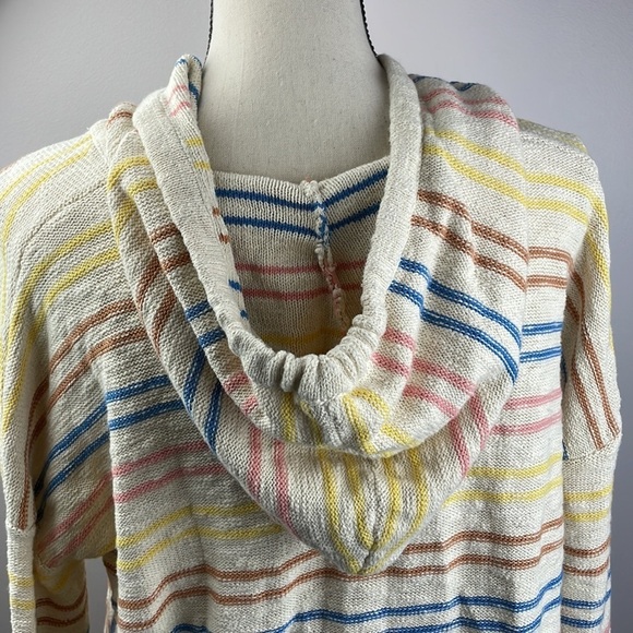 Stitches&Stripes Hooded Sweatshirt SZ M Multicolor Stripes 100% Cotton Oversized - Picture 6 of 11